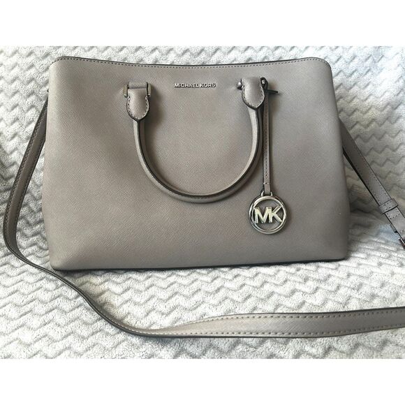 Michael Kors Saffiano Leather Satchel in Cement BEAUTIFUL! - Picture 1 of 16